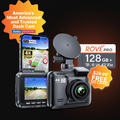 Rove dash cam with detachable screen and included 128GB microSD card
