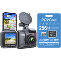 ROVE R2 dash cam with ROVE PRO 256GB microSD card, blue packaging