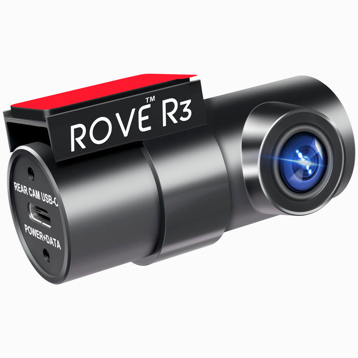 Rove R3 rear cam with USB-C port, cylindrical body and front lens