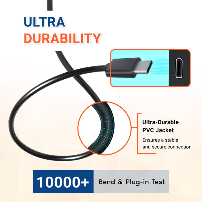 USB-A to USB-C data cable with durable PVC jacket and molded connector housings