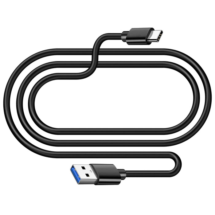 USB-A to USB-C data cable with black braided-style jacket, USB-C and USB-A connectors