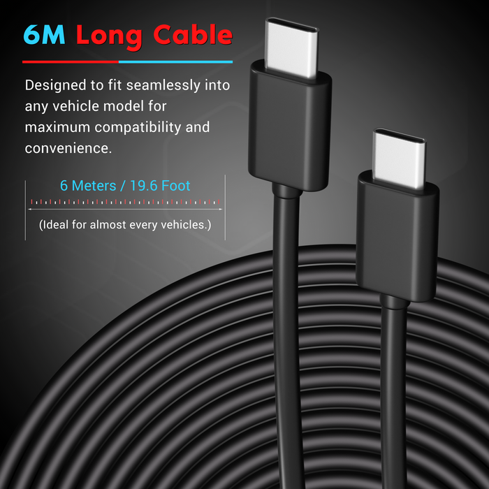 ROVE 6m rear camera cable with two dark plugs for dash cam rear connection