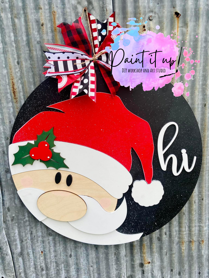 Santa Closeup Wooden Door Hanger