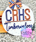 School Name with Mascot Wooden Door Hanger