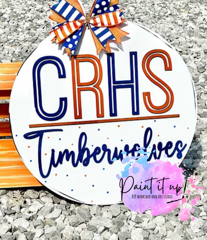 School Name with Mascot Wooden Door Hanger