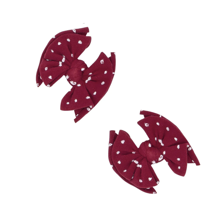 Shabby Baby Clips Ruby Dot 2pk