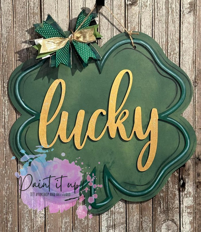 Shamrock Lucky Wooden Door Hanger