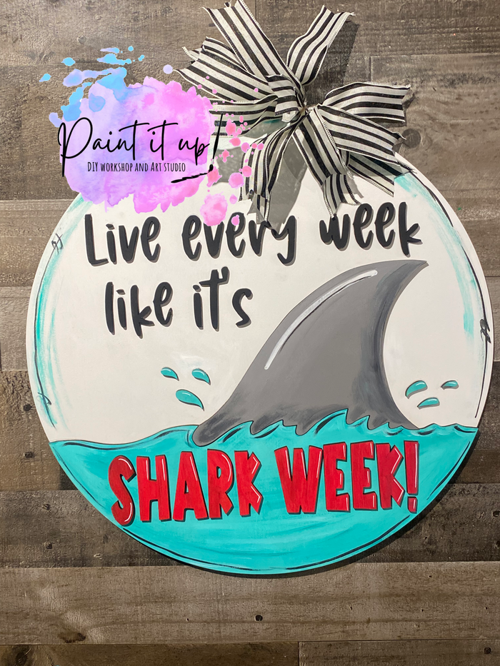 Shark Week Wooden Door Hanger