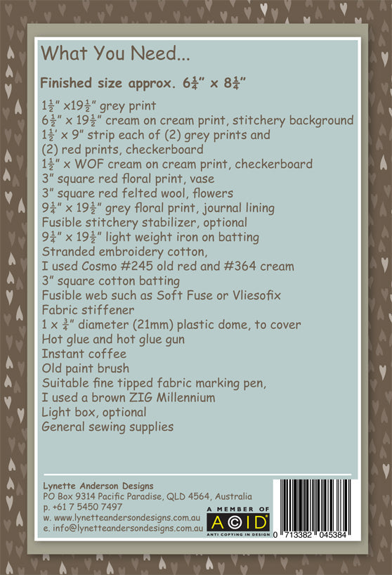 Simply Red Journal pattern back