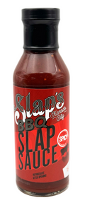 Bottle of Clap's BBQ Slap Sauce on a white background
