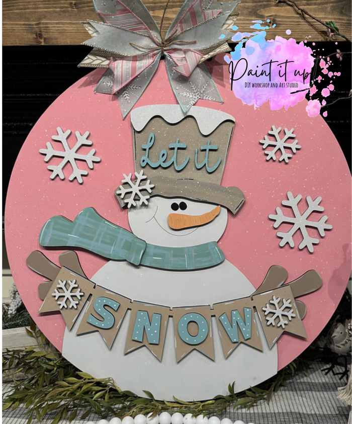 Snowman Banner Wood Sign