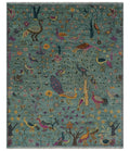 The Jungle Life Peacock on tree Rug Hand Knotted Multi Size Green Wool Rug - The Rug Decor