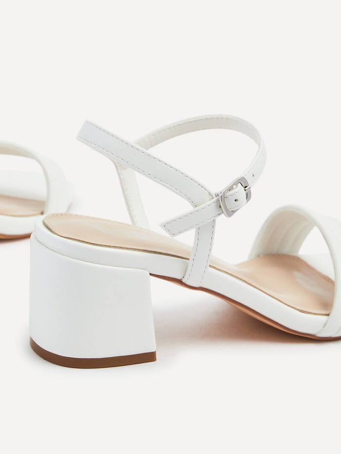 Toronto White Faux Leather Heeled Sandals