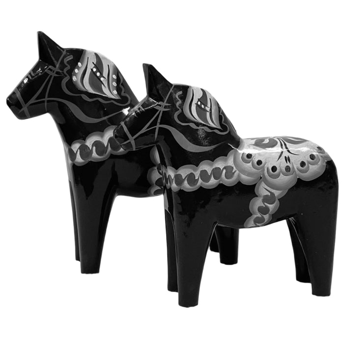 Traditional Dark Gray wooden Dala horse