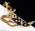Trifari Limited Edition Enamel Rhinestone Dagger Sword Chatelaine Brooch Pin