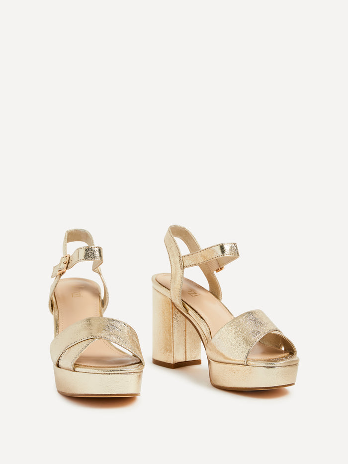 Verony Gold Platform Block Heels