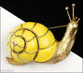 Vintage Crown Trifari 3D Figural Yellow Enamel Snail Brooch Pin Shell Slug 1960's