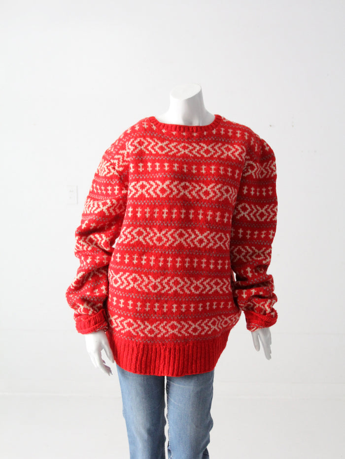 vintage hand-knit fair isle sweater