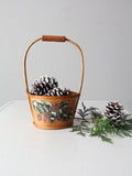 vintage hand-painted balsa wood basket