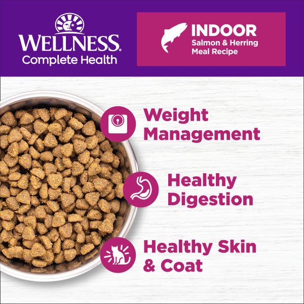 Wellness Complete Health Natural Indoor Adult Grain Free Salmon and Herring Dry Cat Food