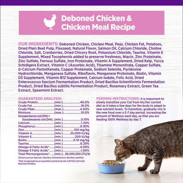 Wellness Complete Health Natural Kitten Grain Free Deboned Chicken and Chicken Meal Dry Cat Food