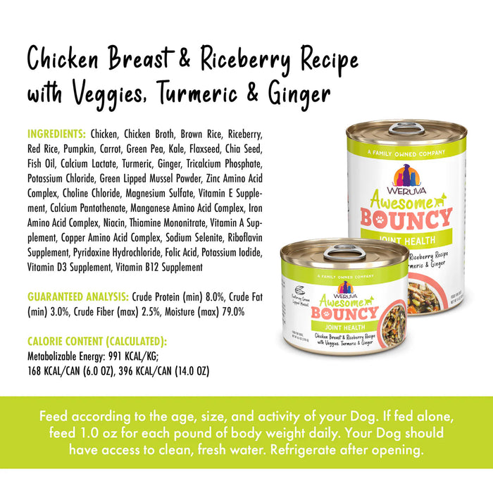 Weruva Awesome Bouncy Chicken Breast & Riceberry Recipe with Veggies, Turmeric & Ginger In Broth Dog Food