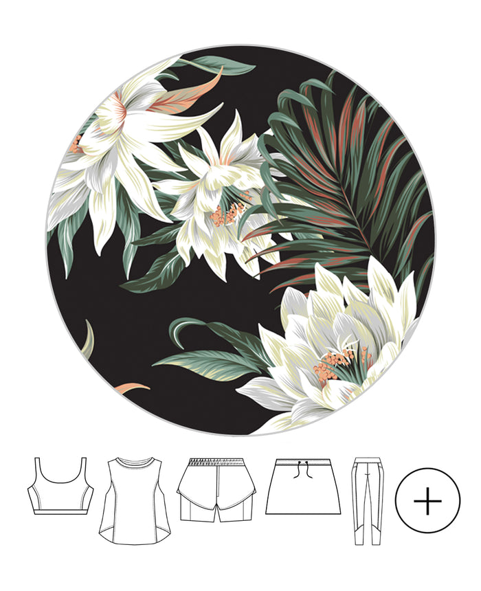 Women Athletic Set in Wispy Cereus Black