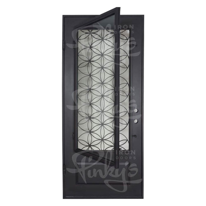 Woodstock thermally broken single flat metal door in matte black.